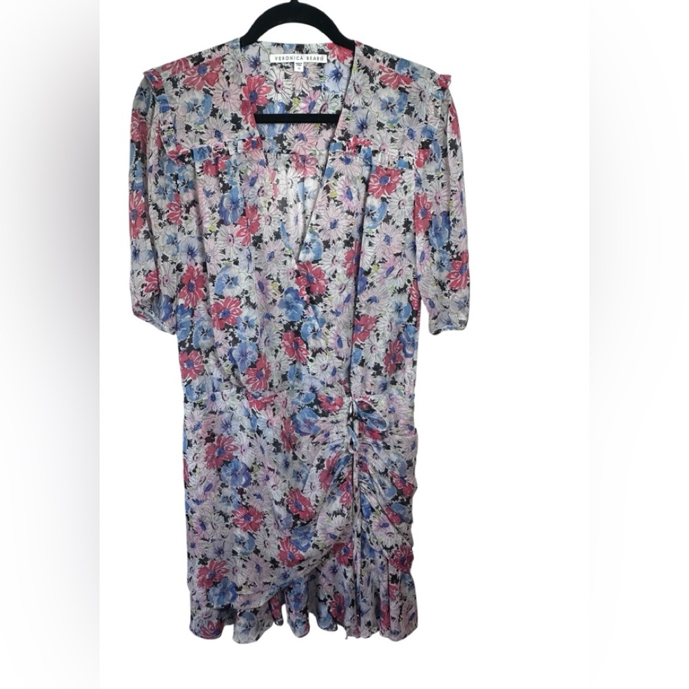 Veronica Beard Floral Wrap Dress in Pink, Blue, White